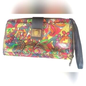 Sakroots Artist Reprived Rainbow Spirit Desert Snap Wallet, Wristlet Crossbody